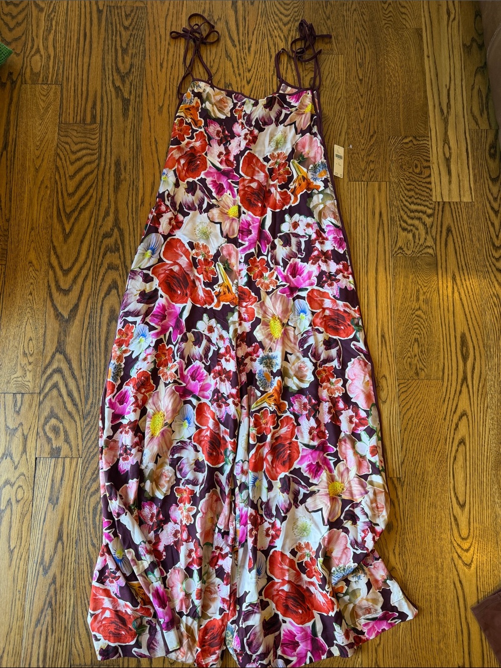 Anthropologie Floral Tie-Strap Jumpsuit